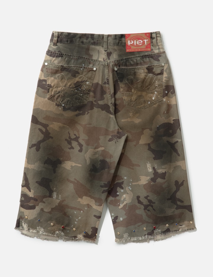 Piet Distressed Capri Camo Trousers With Swarovski Crystals In Multi