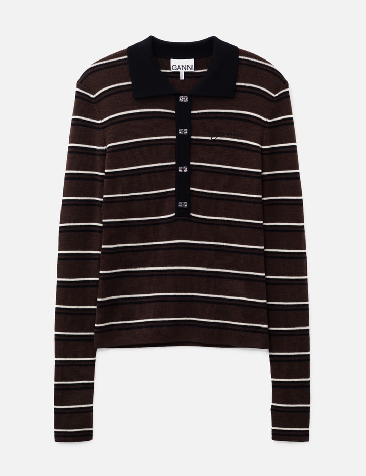 Polo Shirt In Striped Merino