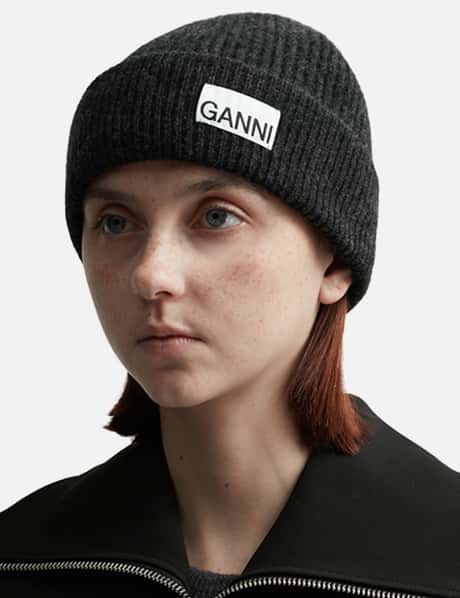 Ganni Fitted Wool Rib Knit Beanie GANNI Fitted Wool Rib Knit Beanie | endource main image 4