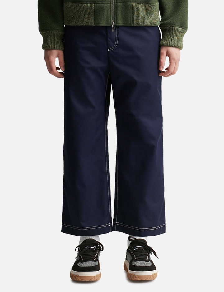 Thom Browne Contrast-stitching Straight-leg Trousers In Blue