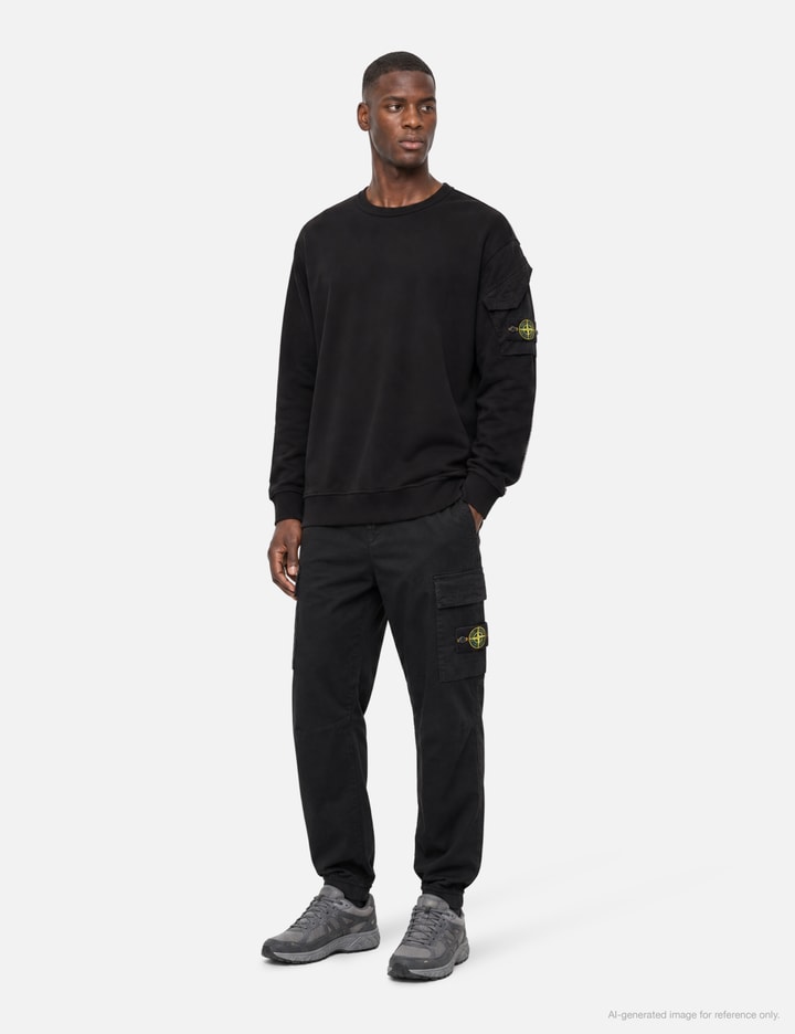 Stone Island Stretch Organic Broken Twill Cotton 'Old' Effect Cargo Trousers