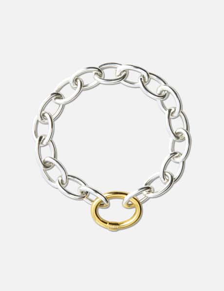 SUOT STUDIO Sterling Silver Bracelet with Gold Plated Oval Hold