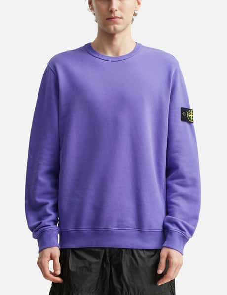 Stone Island Brushed Organic Cotton Fleece Crewneck Sweatshirt HBX