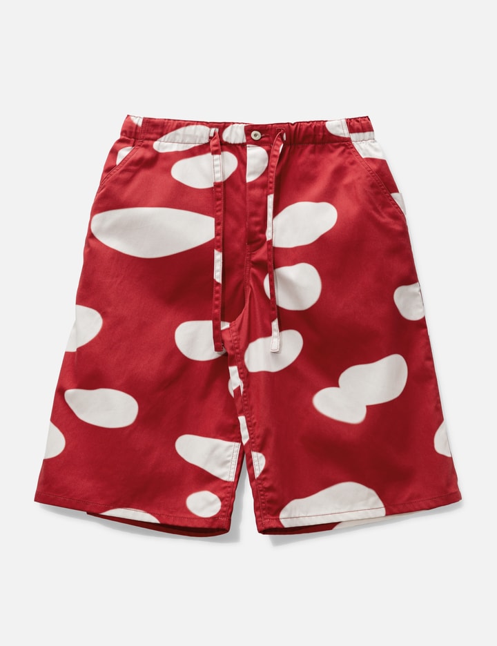 Loewe Wide-leg Printed Cotton-twill Shorts In Red