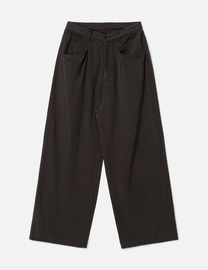Ancellm Silk Wide Slacks In Black