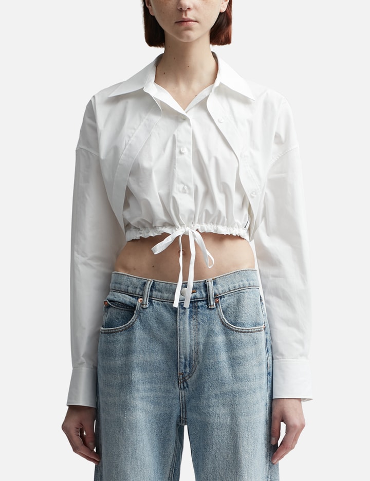 ALEXANDER WANG T DOUBLE LAYERED CROPPED SHIRT