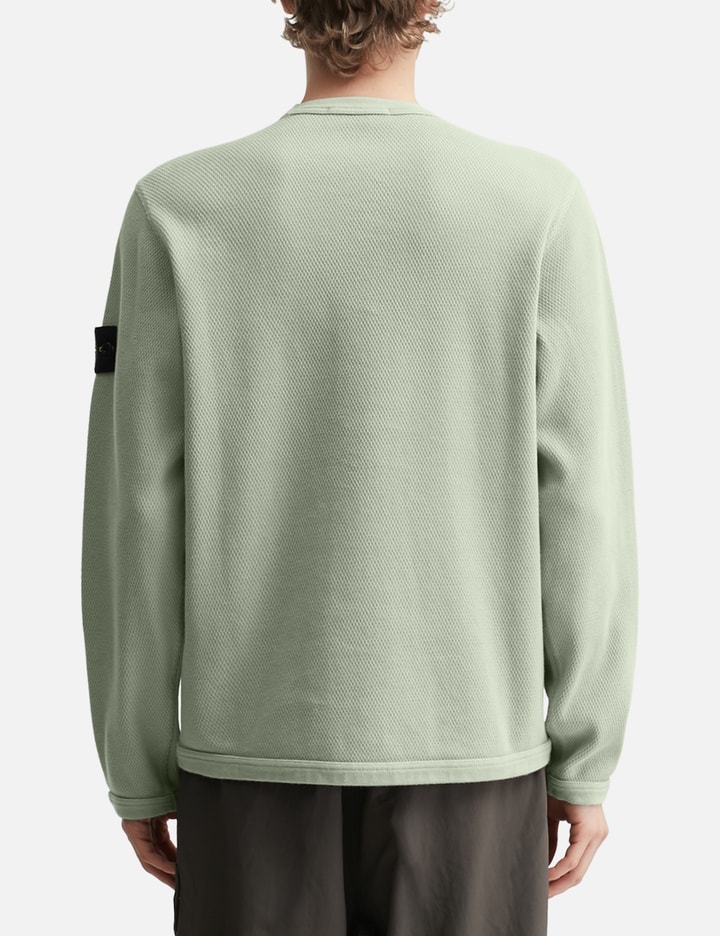 Stone Island Mesh Stitch Organic Cotton Fleece Crewneck Sweatshirt