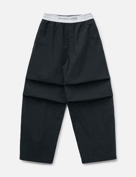 Mid-Rise Pleated Wide-Leg Pant With Logo Elastic Waist view 6