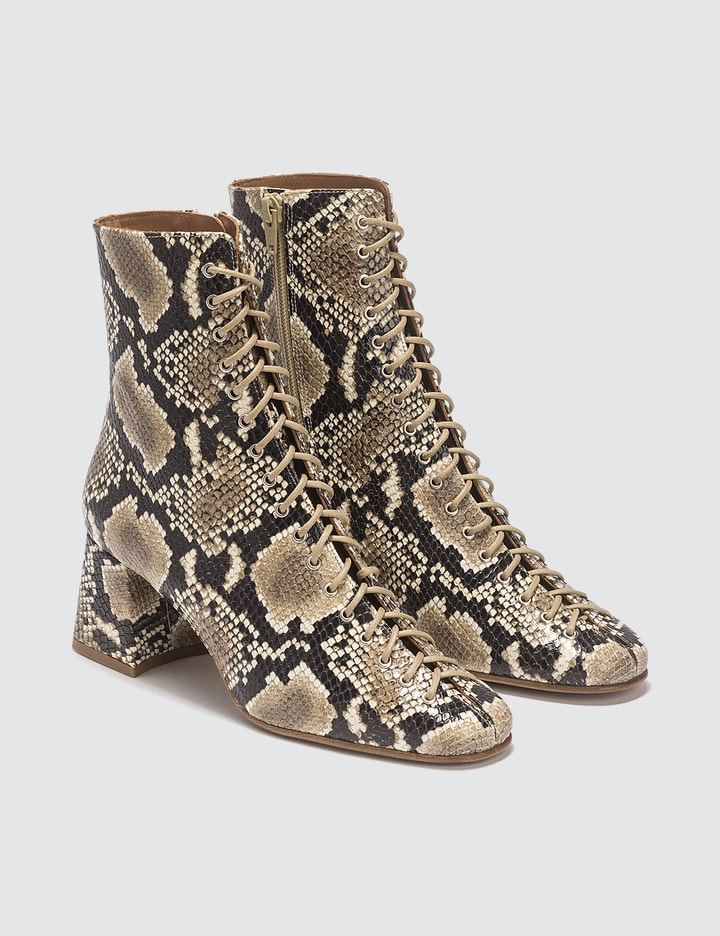 Becca Snake Print Leather Boots Placeholder Image