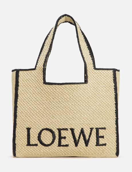Loewe Large LOEWE Font Tote In Raffia
