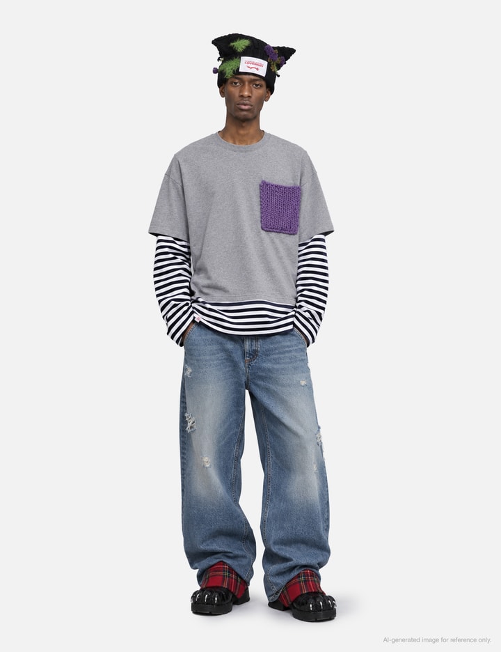 Charles Jeffrey Loverboy Long Sleeve 2-In-1 Tee With Knit Patch