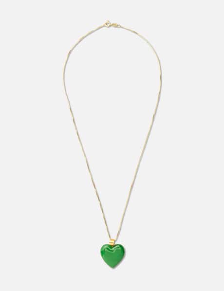 VEERT Green Enamel Heart Pendant Chain