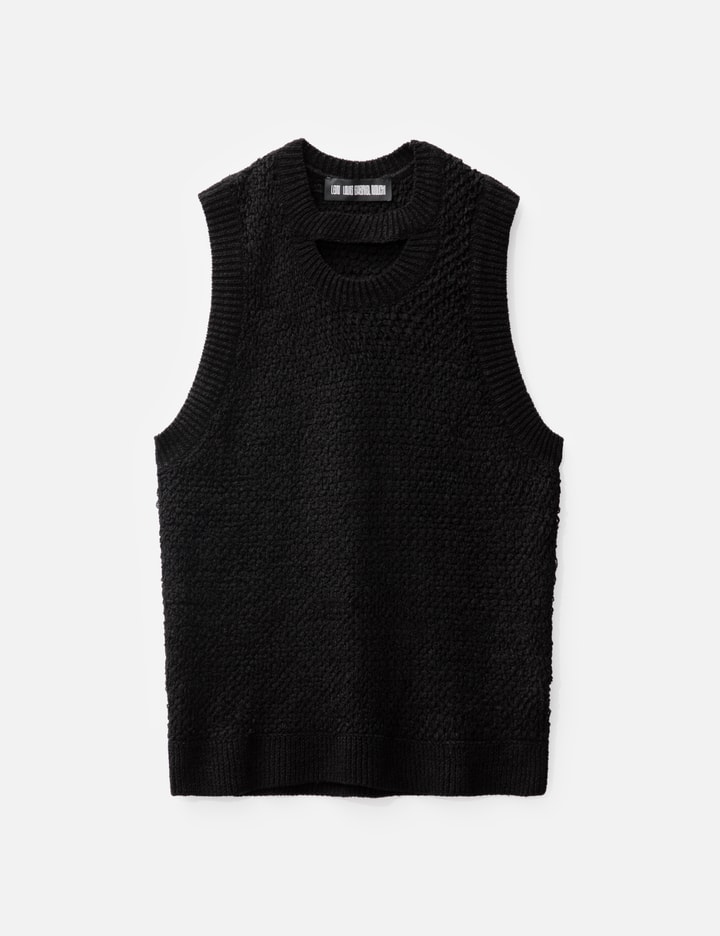 LGN LOUIS GABRIEL NOUCHI VEST IN TENCEL TEXTURED KNIT WITH TWISTED BACK