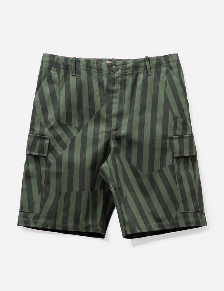 Kenzo Dazzle Stripe Cargo Shorts In Green