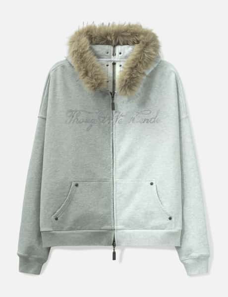 "Nyra" Two-Toned Zip-Up Hoodie With Detachable Fur Trim Hood view 10