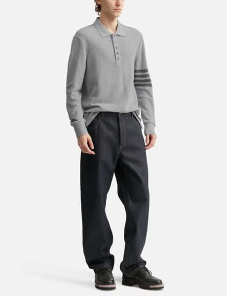 Textured Pique 4-Bar Long Sleeve Polo view 14