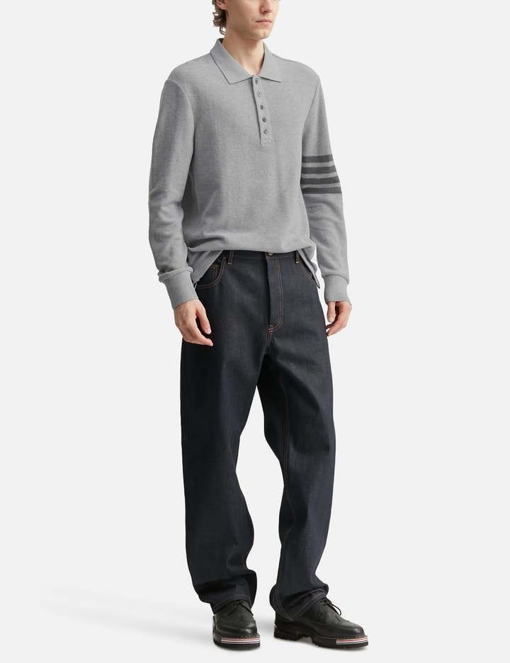 톰브라운 Textured Pique 4-Bar Long Sleeve Polo
