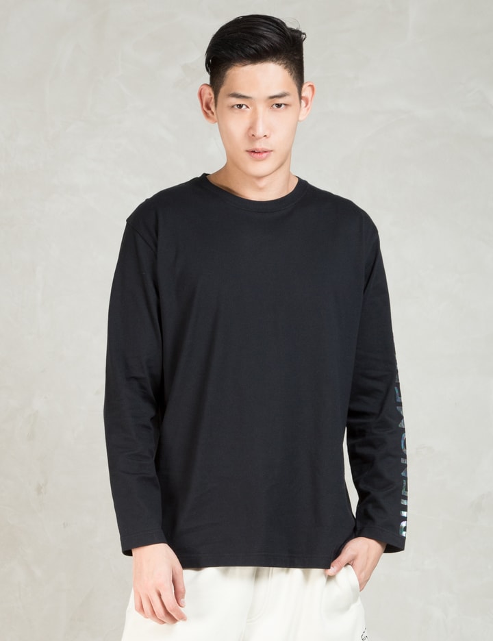 Black L/S Foil Print Long T-Shirt Placeholder Image