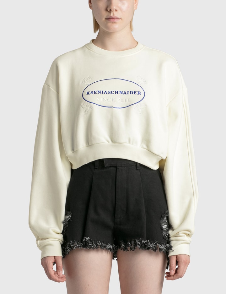 Ksenia Schnaider Cropped Sweatshirt With Logo Stamp In White