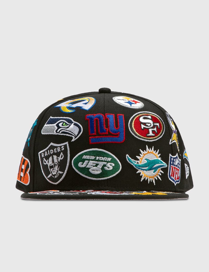 Men's New Era Black NFL Historic Team Logos 59FIFTY Fitted Hat