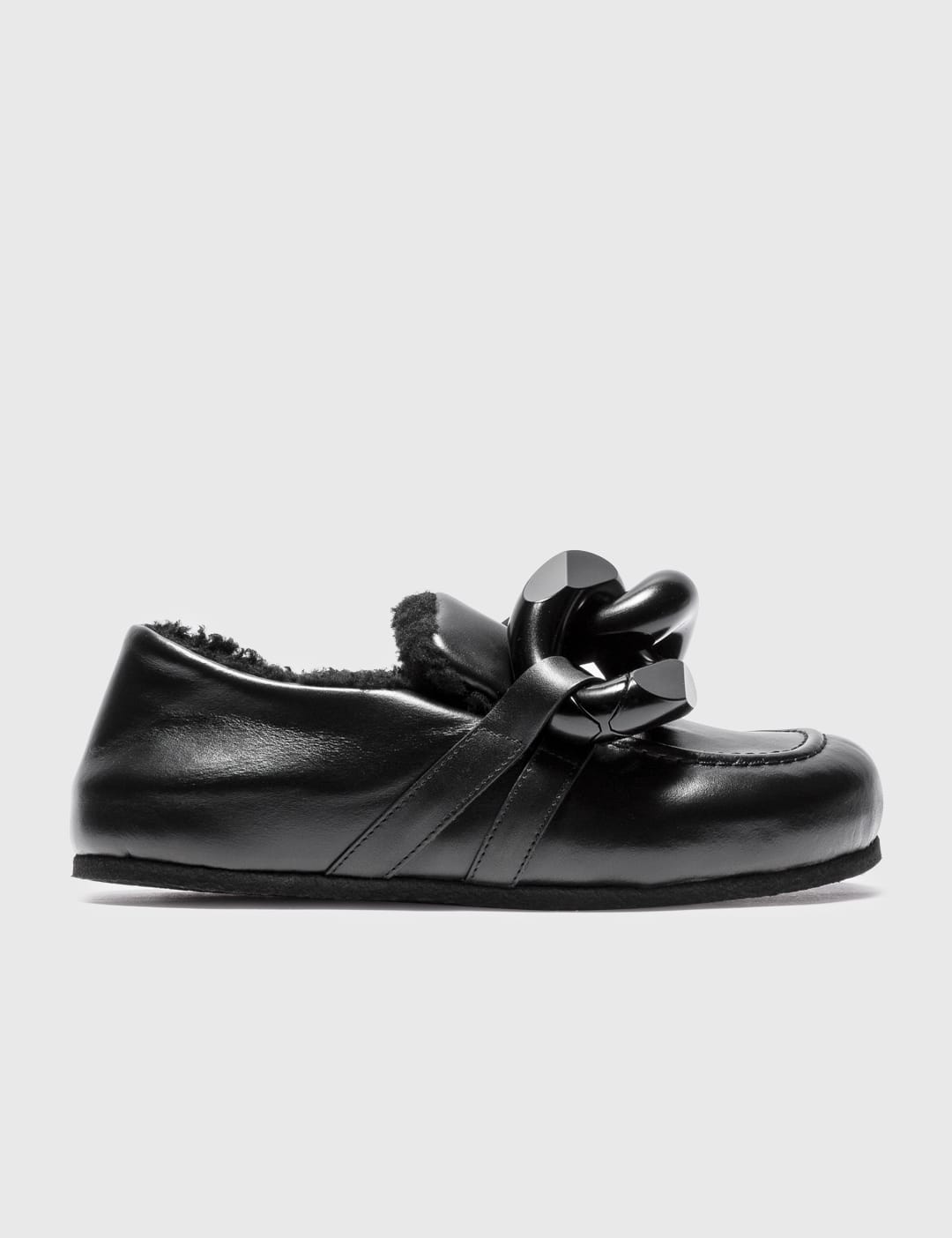 JW Anderson logo-plaque leather loafers - Black