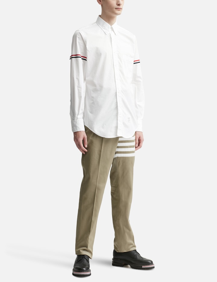 Thom Browne Oxford Button-down Shirt With Rwb Armbands In White