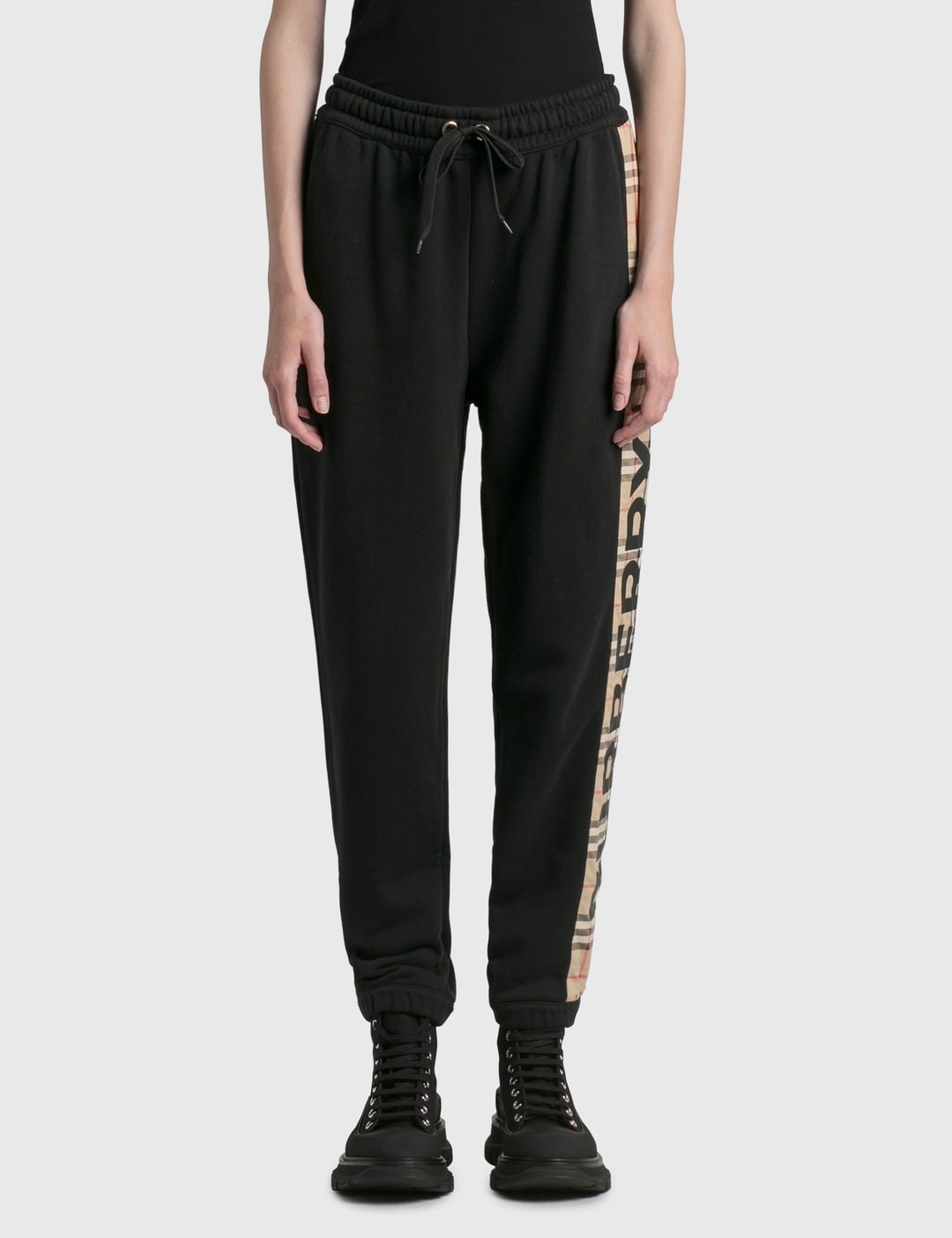 Vintage check panel cotton jogging pants Clearance