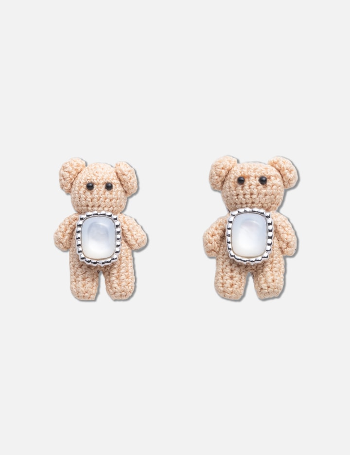 YVMIN Woven Mini Bear Mother Of Pearl Earrings