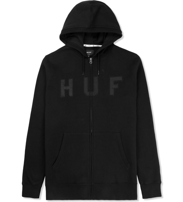 Black HUF Logo Zip Up Hoodie Placeholder Image