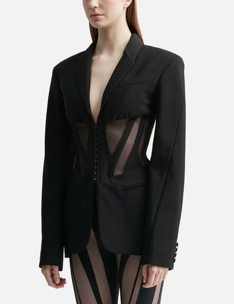 Womens Mugler black Corset Blazer