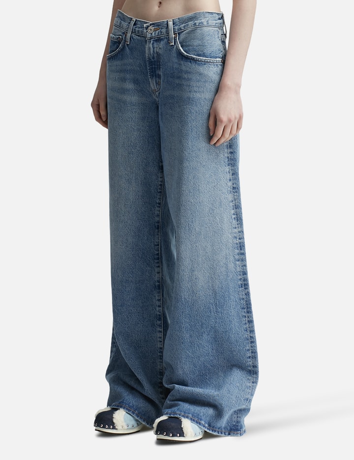 Shop Agolde Clara Low Rise Baggy Flare Jeans In Blue