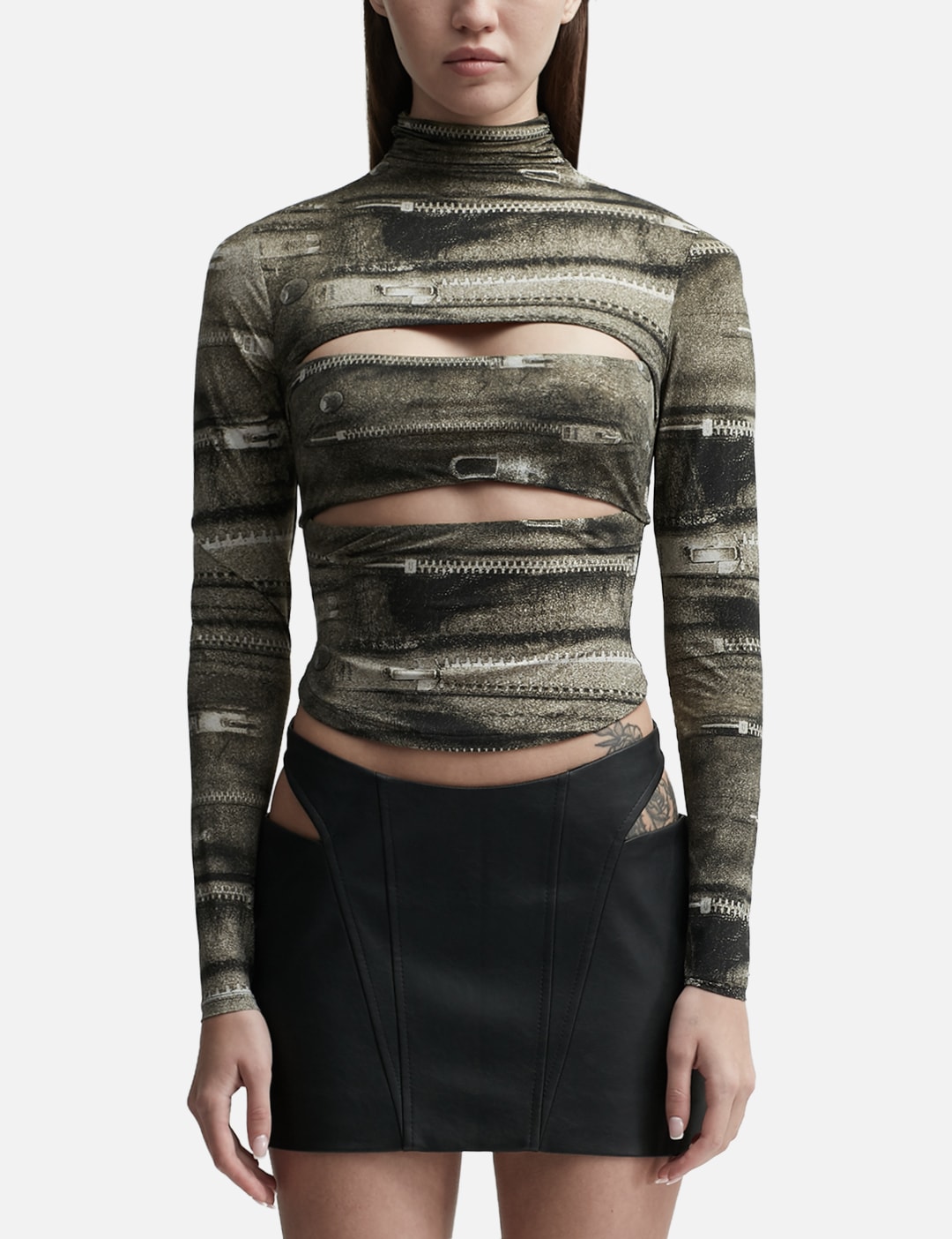 Elena Zipper Turtleneck Long Sleeve Top view 13