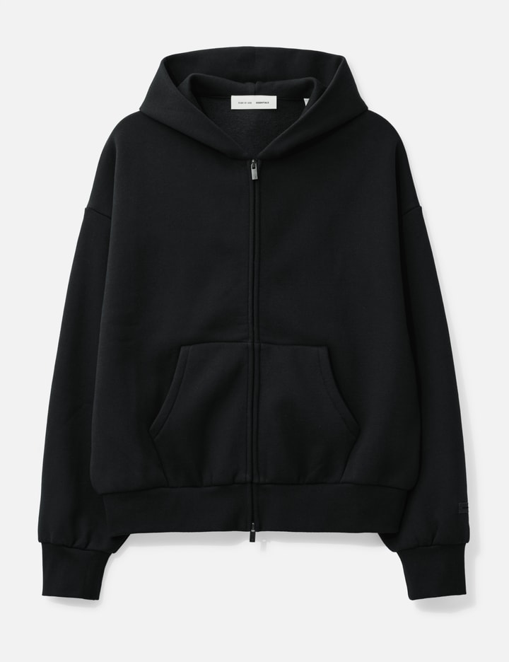 Essentials Classic Fit Fleece Zip-up Hoodie In Black