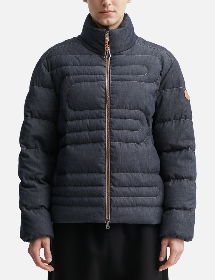 Moncler Xiaohai Snake-quilted Denim Short Down Jacket