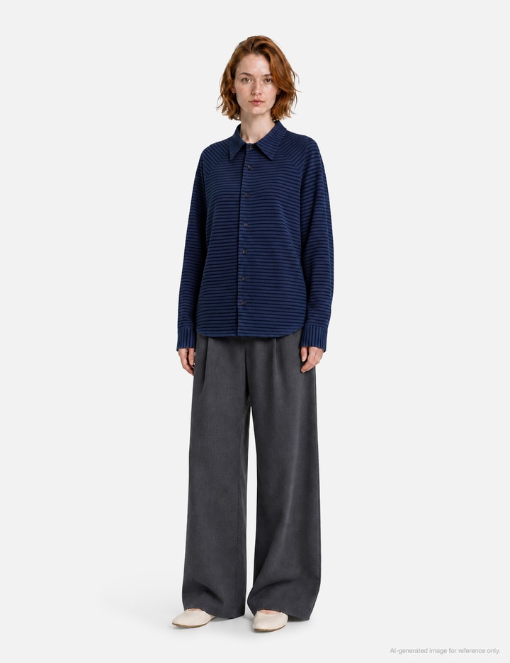 Moondal Adam Cotton Shirt In Navy Stripe