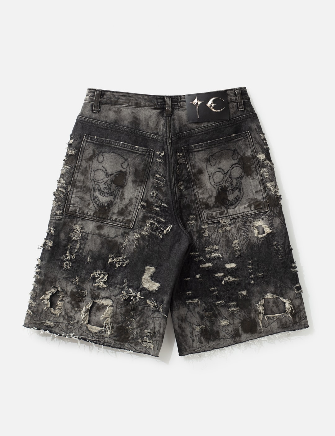 Hard Washed Destroyed Denim Shorts view 9