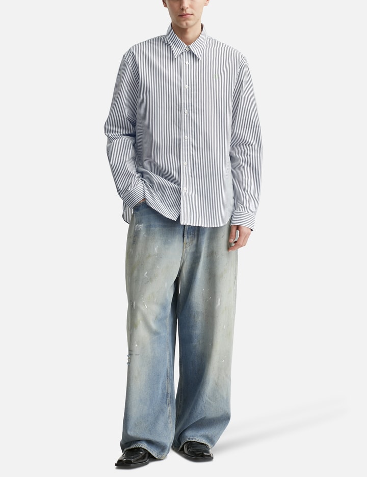Acne Studios Long Sleeve Face Shirt In Blue