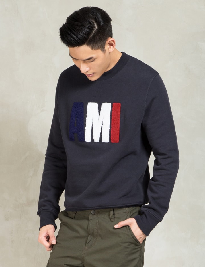Navy Big AMI Crewneck Sweatshirt Placeholder Image