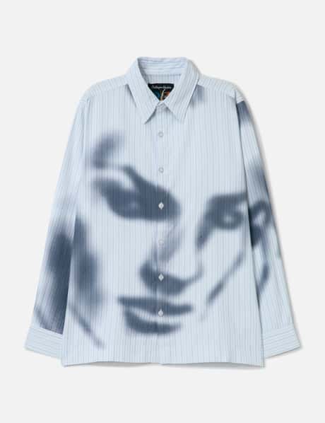 KidSuper Blurry Face Airbrush Striped Button Up