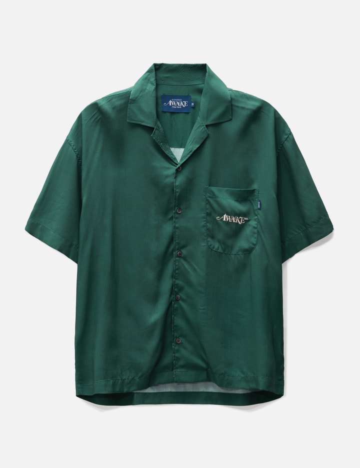 Awake Ny Dice Printed Rayon Camp Shirt In Green
