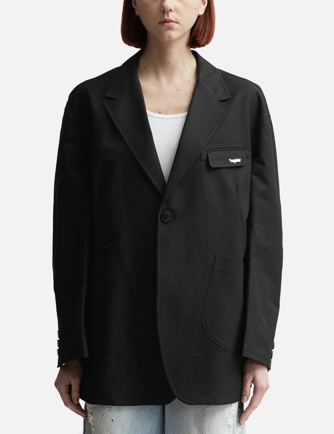 Oversized Pocket Detail Single-Breasted Blazer view 13