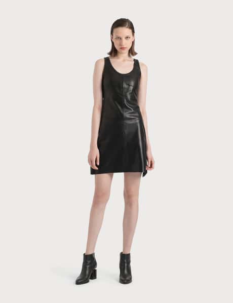 chinese dress ladies Women's Premium Leather Button Front Mini Tank Dress - Black main image 1
