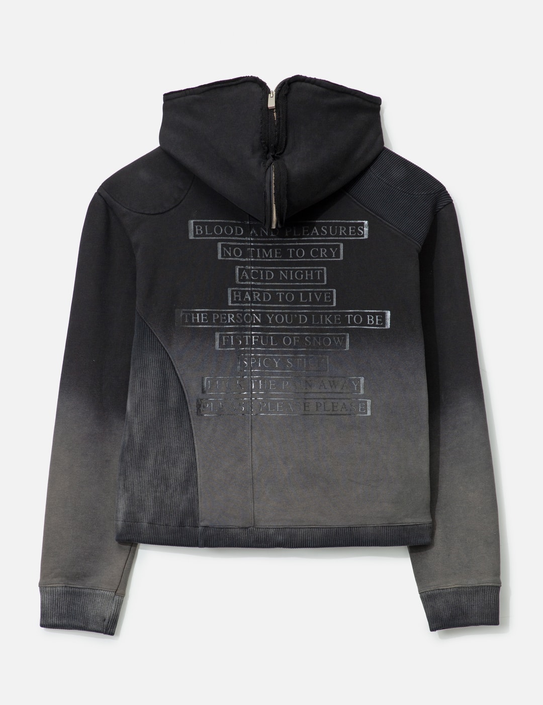 Panelled Padded Zipped Grey Hoodie view 9