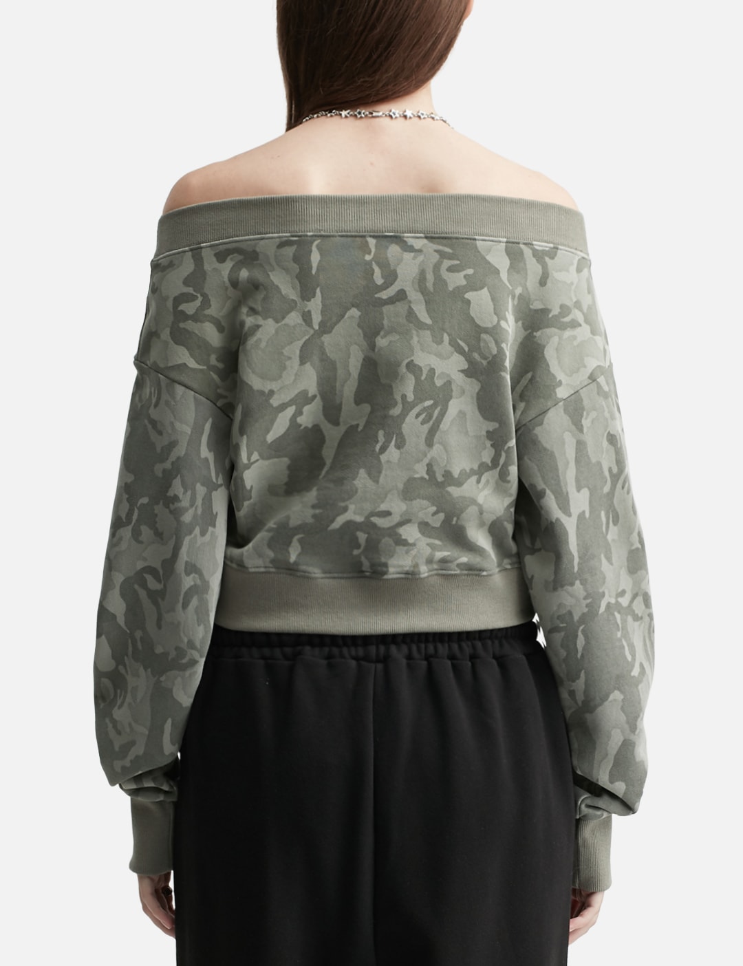 Graphic Off-Shoulder Cropped Top Camo view 10