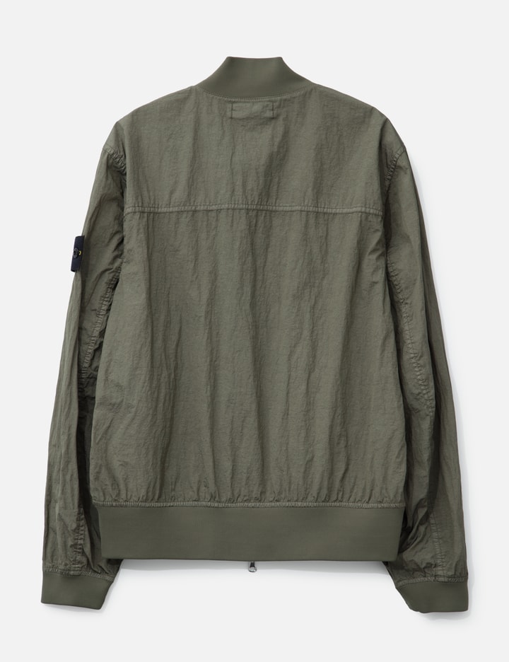 Stone Island Military Green Bomber Jacket With Iridescent Finish In Green