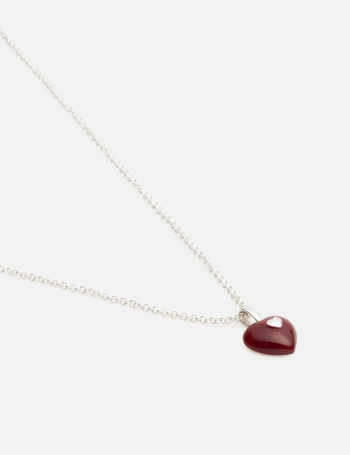 Very Vintage Tiny Red Silver Heart Pendant Necklace Placeholder Image