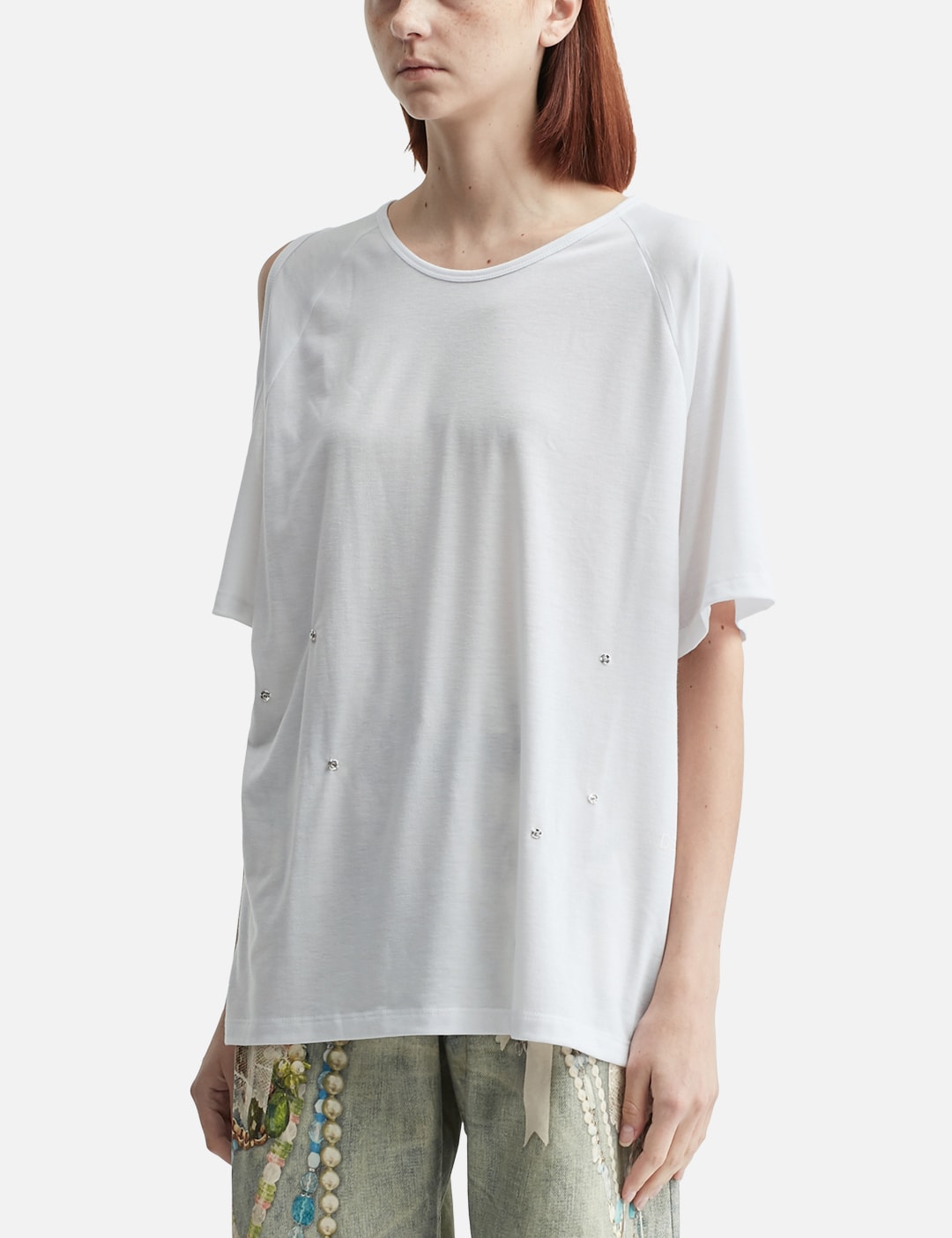 One-Slit Snap T-Shirts In White view 8