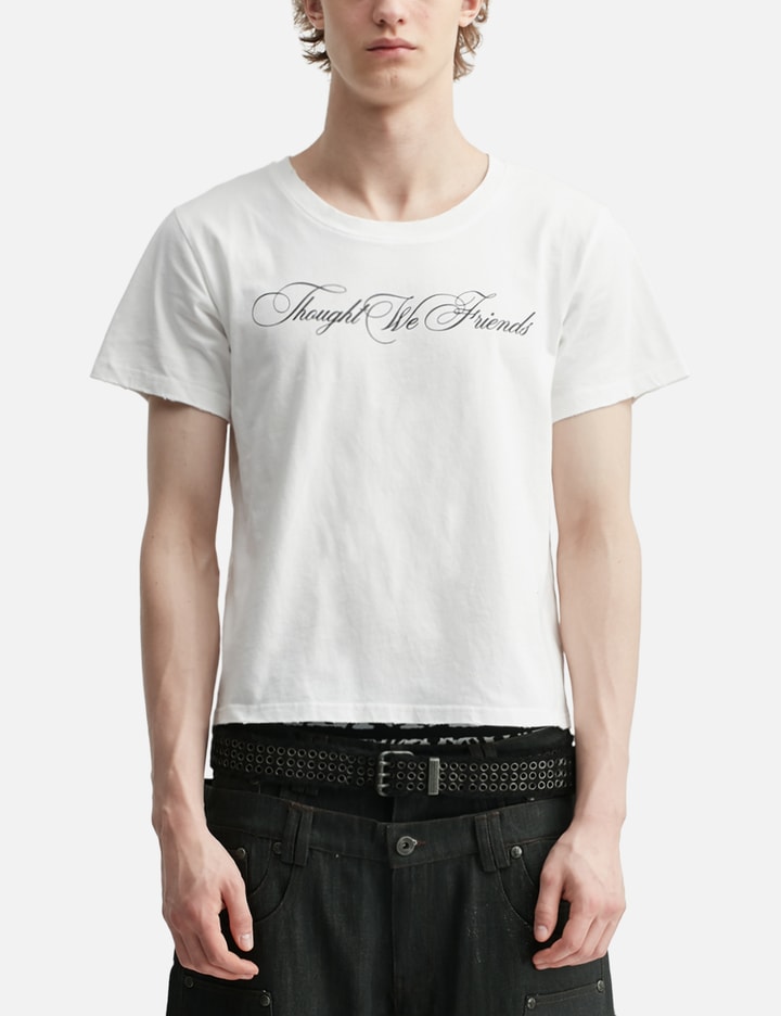 Thought We Friends "Sera" Cursive Fitted T-Shirt In White