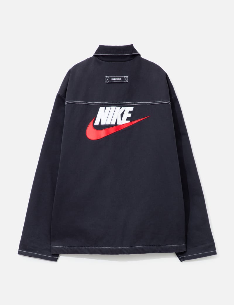 supreme x nike double zip quilted work jacket black