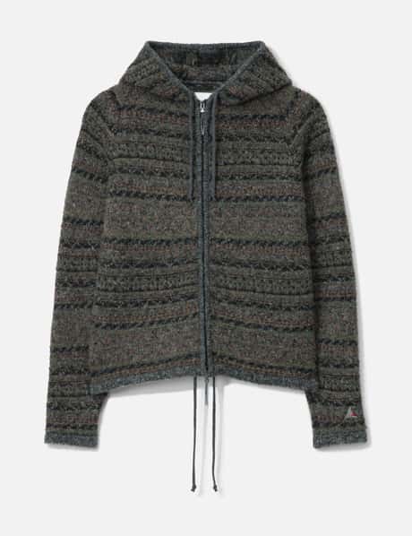 ROA Fair Isle Felted Knit Zip Up Hoodie